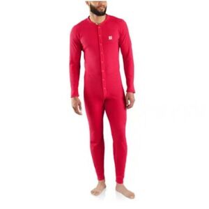 Carhartt MEN'S BASE LAYER UNION SUIT - CLASSIC COTTON-POLY Sz Small | Red